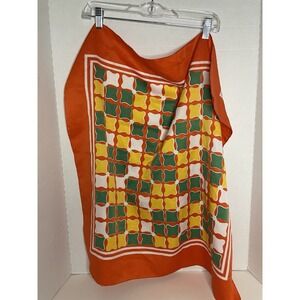 Vintage Geometric Shapes Water Repellant Retro Orange Yellow Green Women's Scarf